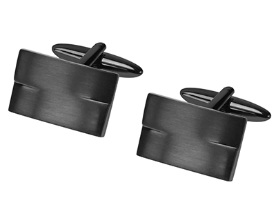 TN-1563GM1 Brush Black Gunmetal Rectangle Cufflinks