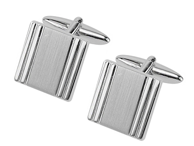 639-17R2 Classic Square Brushed Rhodium Cufflinks