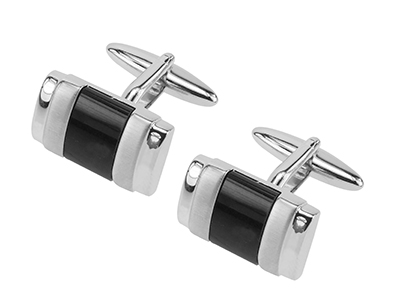 607-6R2 Two Tone Black Onyx Imitation Cufflinks