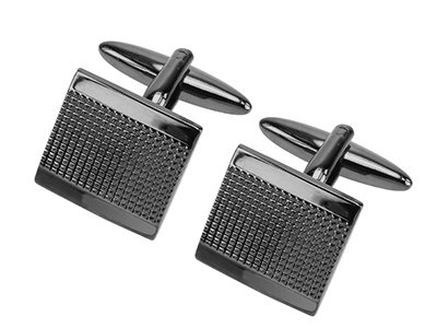 161-25GM Black Gunmetal Pyramid Square Cufflinks