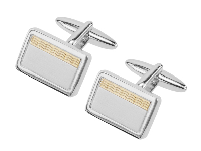 617-5RG1 Two Tone Plain Metal Cufflinks