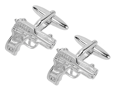 1864-17R Cool Silver Gun Novelty Cufflinks