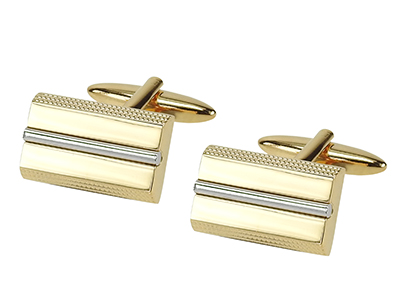 669-15GR Gold and Silver Shirt Cufflinks Wedding