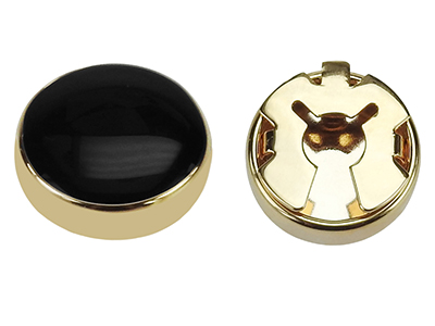 BC50-9G Gold Black Enamel Button Cover Cufflinks