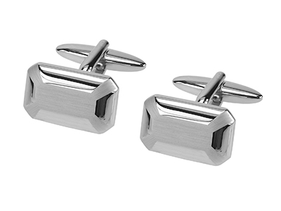 669-14R2 Silver Blank Laser Engraved Pattern Cufflinks