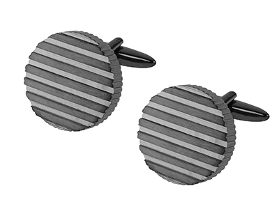 665-15GM1 Brush Gunmetal Metal Formal Cufflinks