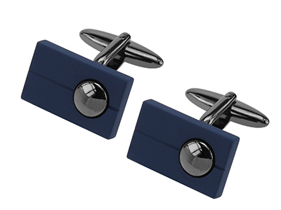 TN-1385GM Matt Blue Enamel Gunmetal Cufflinks