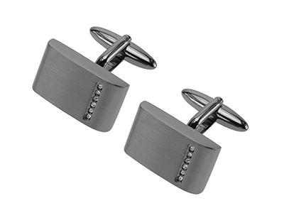 607-3GM1 Gunmetal Pave Crystal Cuff links