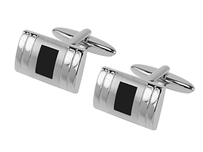 625-2R2 Dark Black Enamel Rectangular Cufflinks