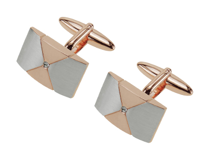 616-14YR2 Engraved Rose Gold Brass Cufflinks