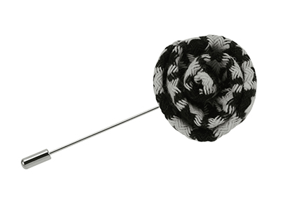 LP3-21R Black and White Boutonniere Lapel Flower Pin