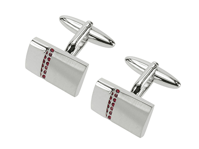 624-17R2 Luxury Siam Crystal Inlaid Domed Cufflink