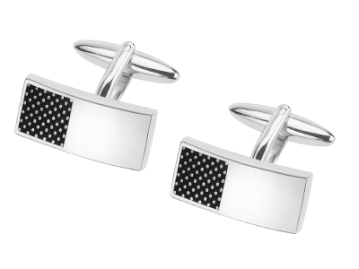 619-12R Mens Black Polka Dot Cufflinks