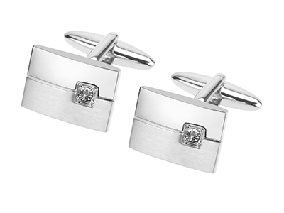 606-6R2 Two Tone Crystal Inlaid Wedding Cufflinks