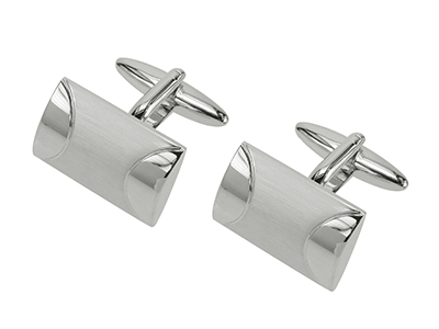 601-12R2 Polished and Brushed Rhodium Cufflinks