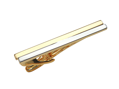 T37090GR Gold and Silver 2 Tone Tie Clip