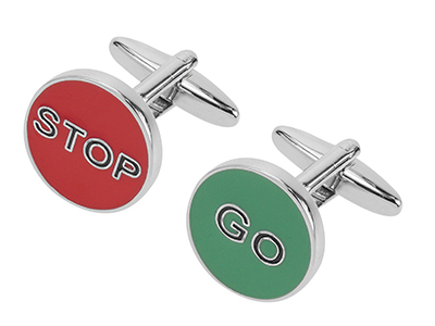 628-1R STOP and GO Car Traffic Light Cufflink