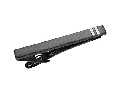 TN-2946GMR1 Gunmetal and Silver Stripes Tie Bar