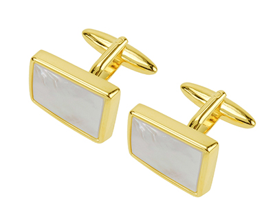 616-3G Gold Plated Mother of Pearl Cufflinks