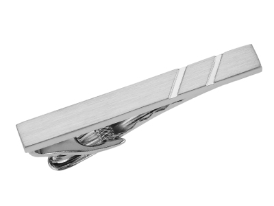 TN-2333GM2 Brush and Shiny Diagonal Stripe Tie Clip