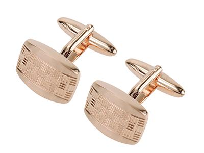 615-11Y2 Custom Polished and Brushed Rose Gold Cufflink