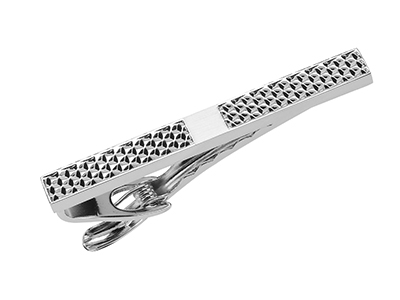 TN-3321R2 New Arrival Mens Silver Textured Tie Bar