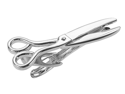 TN-3386R Silver Unique Scissor Design Novelty Tie Clip