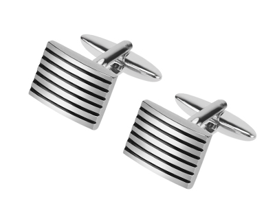 249-4R Black Stripe Zebra Square Cufflink