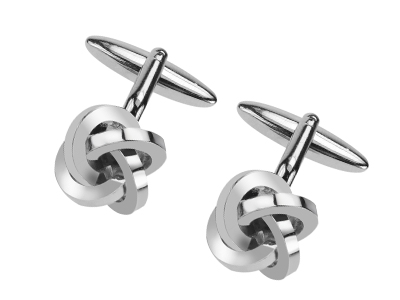 633-14R Metal Love Knot Value Silver Cufflinks