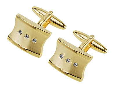 339-14G2 Brush Gold Crystal Bulk Custom Mens Cufflinks