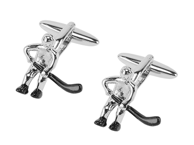 1872-2R Novelty Silver Ice Hockey Sports Cufflinks