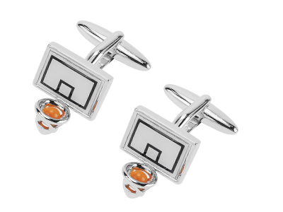 611-18R Novelty Basketball and Hoop Sports Cufflinks