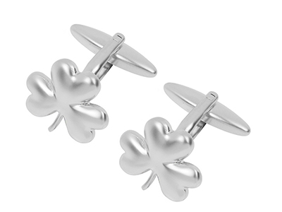 243-25R1 Silver Irish Shamrock Cufflinks