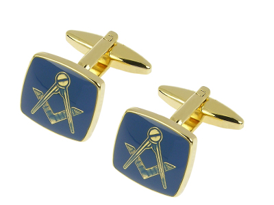 306-23G Blue Enamel Gold Metal Brass Cufflinks