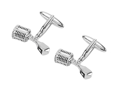 611-11R Antique Silver Microphone Cufflinks