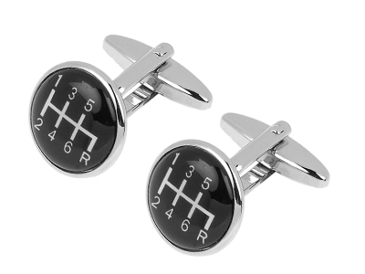 261-5R Brass Black Round Cufflink