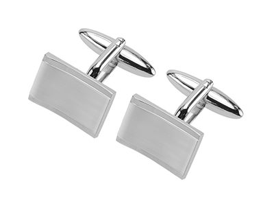 634-10R2 Metal Brushed Rhodium Cufflinks