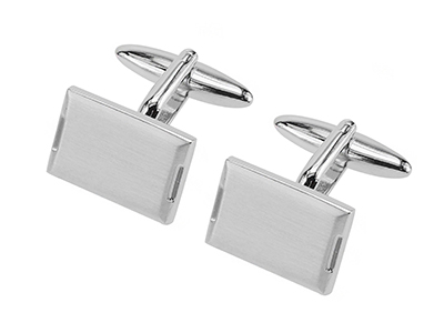 TN-88R2 Brushed Silver Rectangular Cufflinks