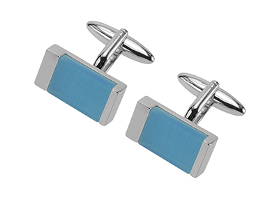 631-4R C11 Inlaid Light Blue Catseye Cufflinks