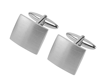 631-3R1 Brush Rhodium Curved Metal Bulk Cufflinks