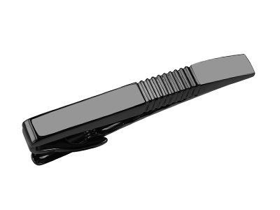 TN-2306GM Ribbed Black Gunmetal Mens Classic Tie Bar