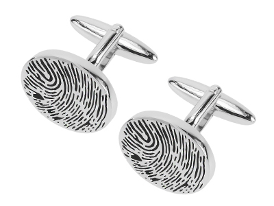 617-7R Personalised Black Enamel Fingerprint Cufflinks