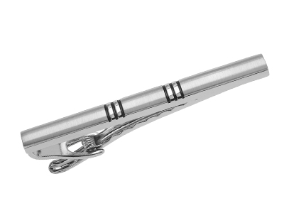 TN-2292R2 Brush Silver Black Enamel Long Tie Clips