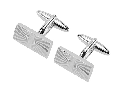 2685-20R Diamond Cut Engraved Starburst Cufflinks