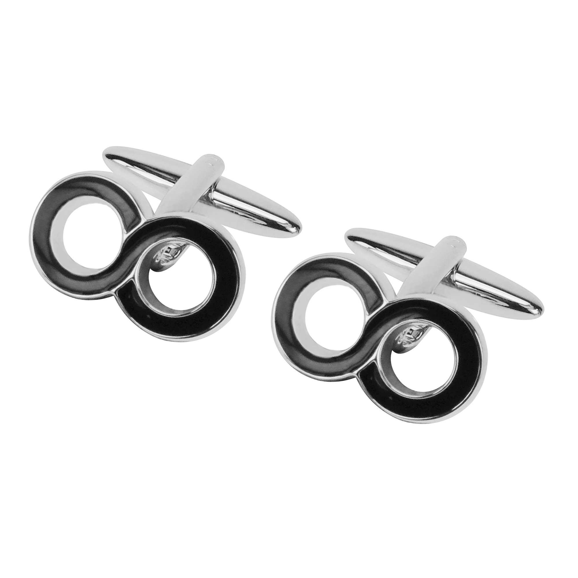 334-16R Brass Black Number Sliver Cufflink