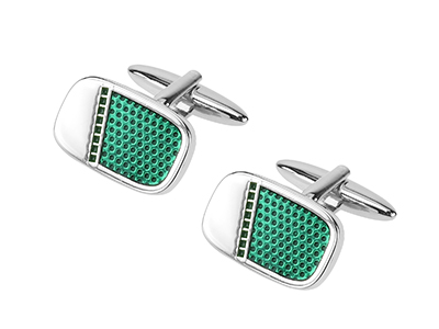 669-13R Branded Bulk Metal Green Rectangle Cufflinks