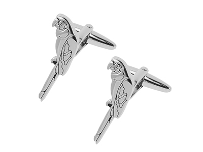 609-9R Popular Silver Parrot Bird Cufflinks