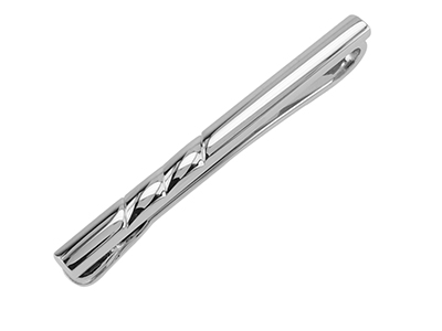 TN-2459R Polished Skinny Silver Tie Clip Pin