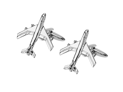 611-17R Silver Airplane Cufflinks