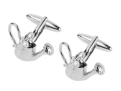 1861-2R Silver Watering Pot Gardener Tool Novelty Cufflinks